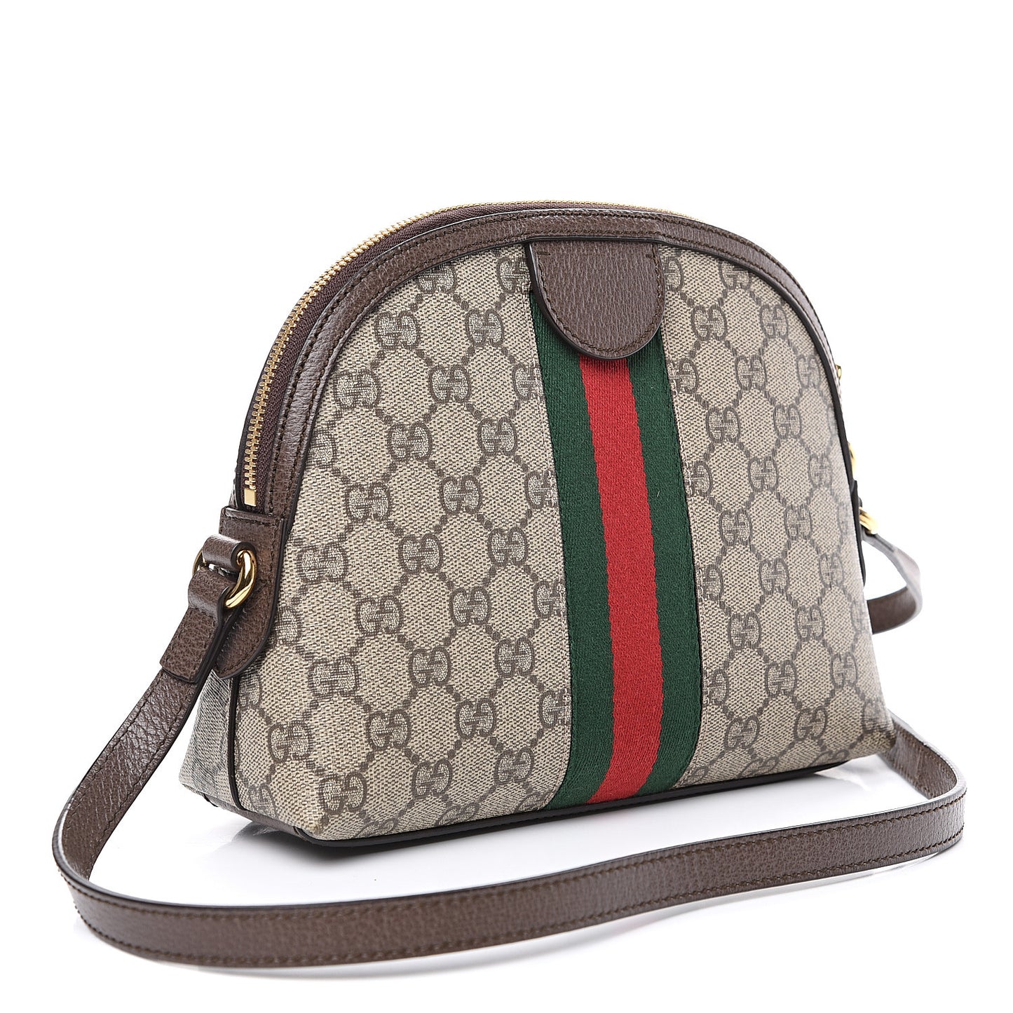 GG Supreme Monogram Textured Dollar Calfskin Web Small Ophidia Dome Shoulder Bag Beige Ebony New Acero