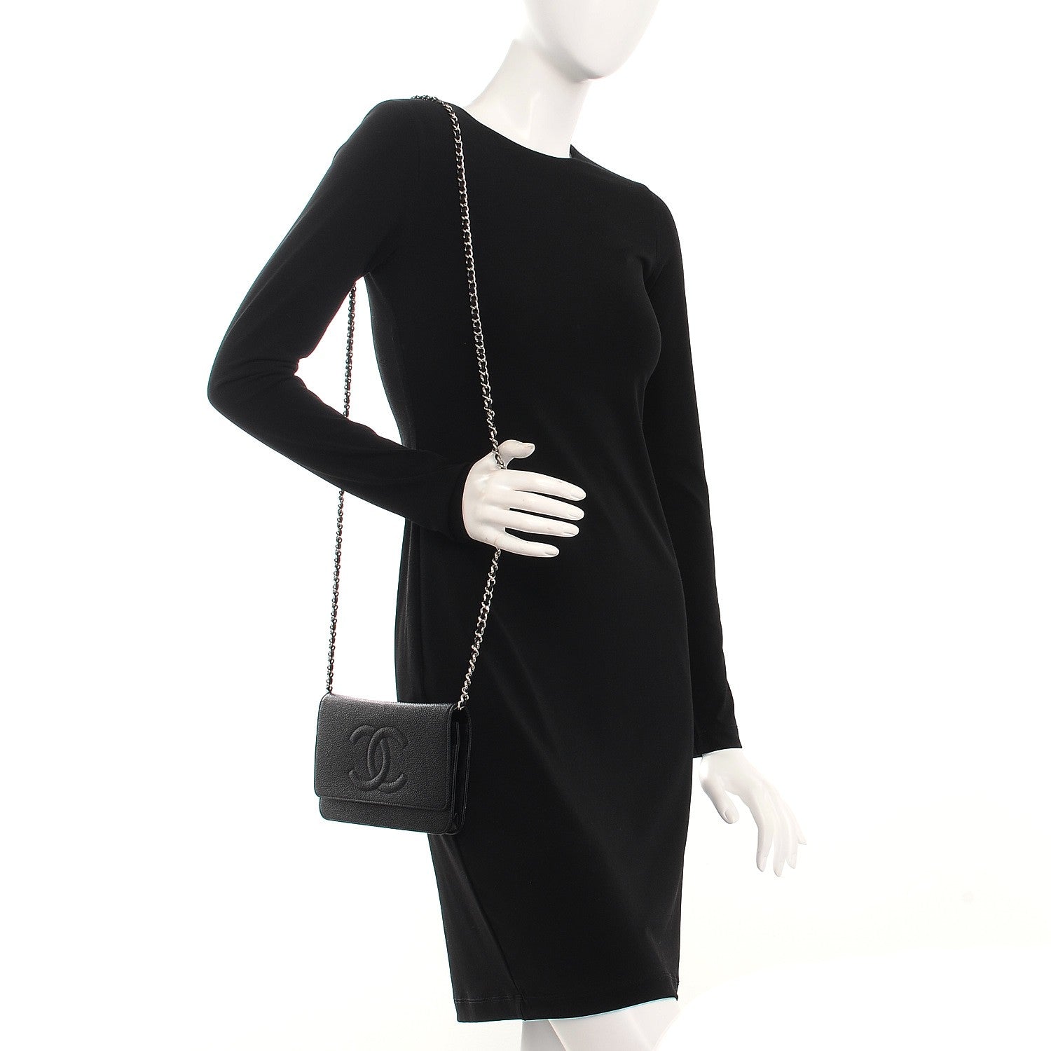 Chanel Caviar Timeless CC Wallet On Chain WOC Black 2 of 10