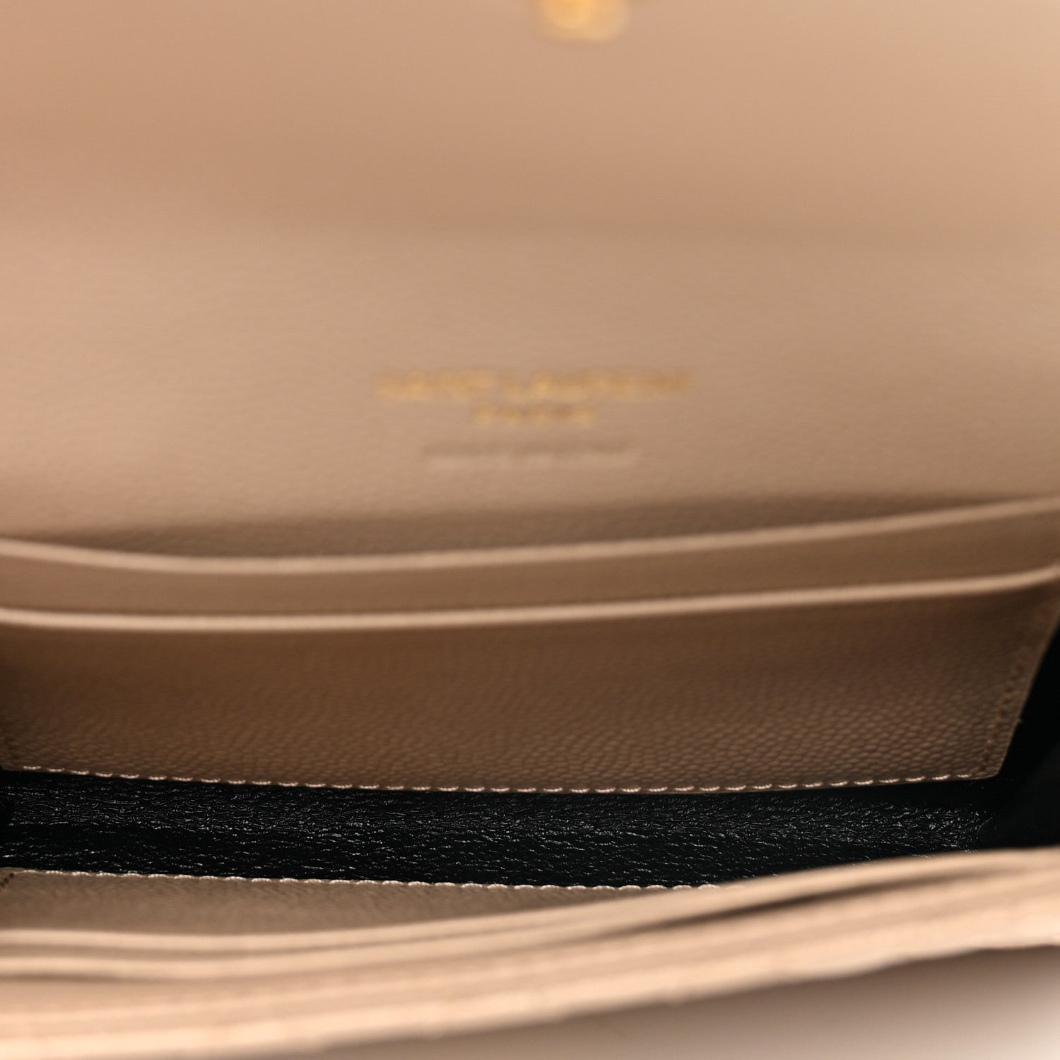 Saint Laurent Grain De Poudre Textured Mixed Matelasse Triquilt Small Monogram Envelope Wallet Dark Beige 5 of 6