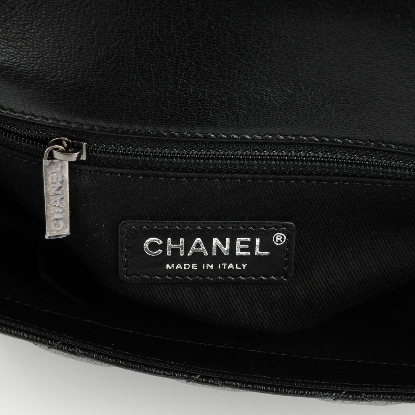 Metallic Goatskin Quilted Medium City Rock Flap Black