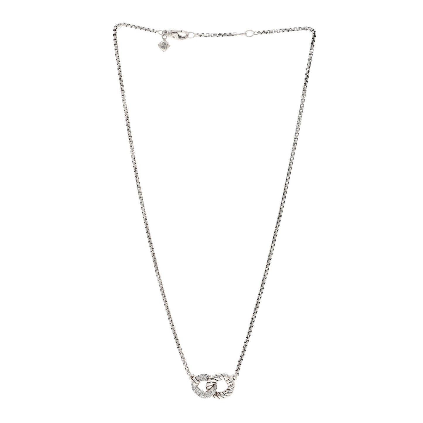 Sterling Silver Diamond Belmont Curb Link Pendant Necklace