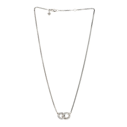 David Yurman Sterling Silver Diamond Belmont Curb Link Pendant Necklace 3 of 4