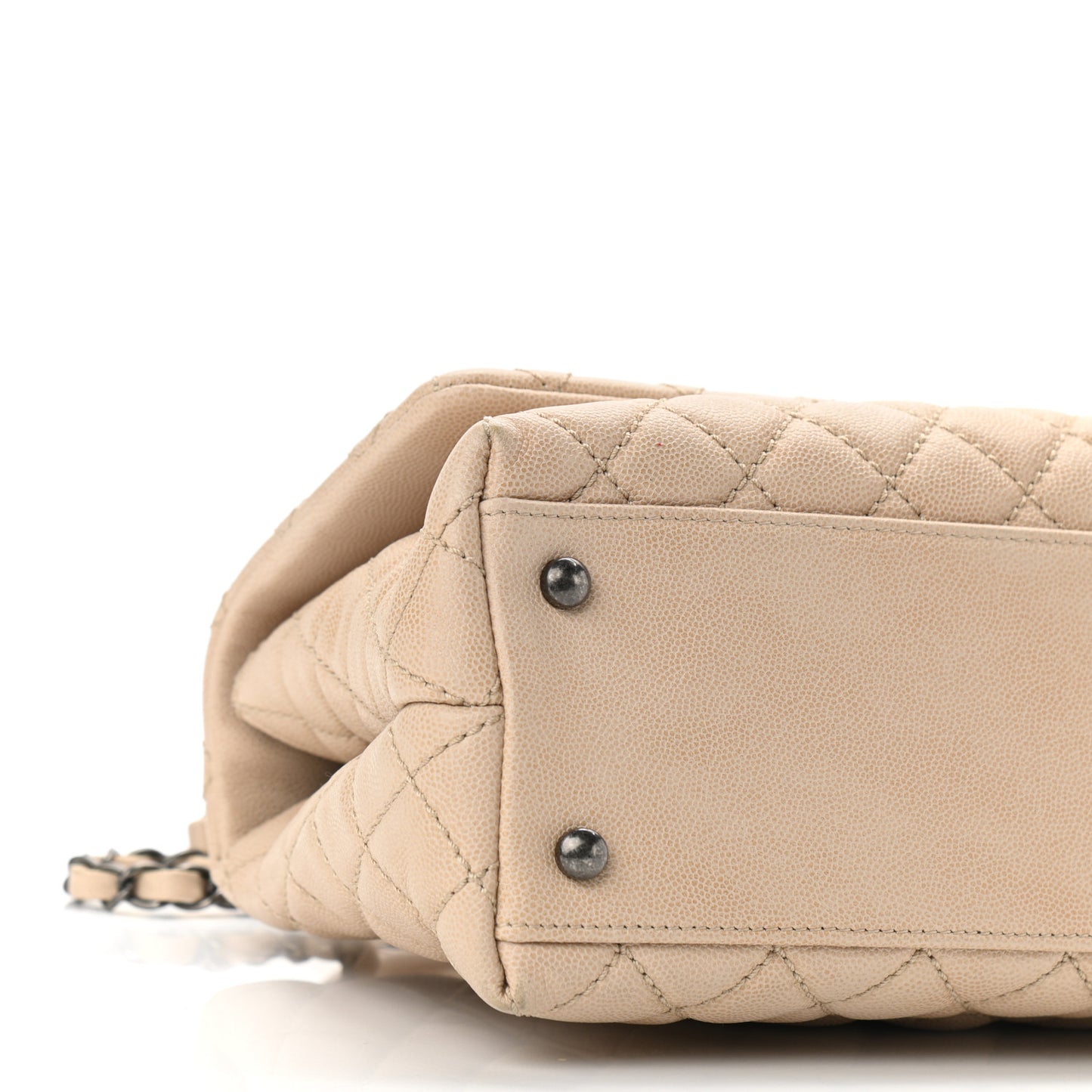 Caviar Quilted Small Coco Handle Flap Light Beige