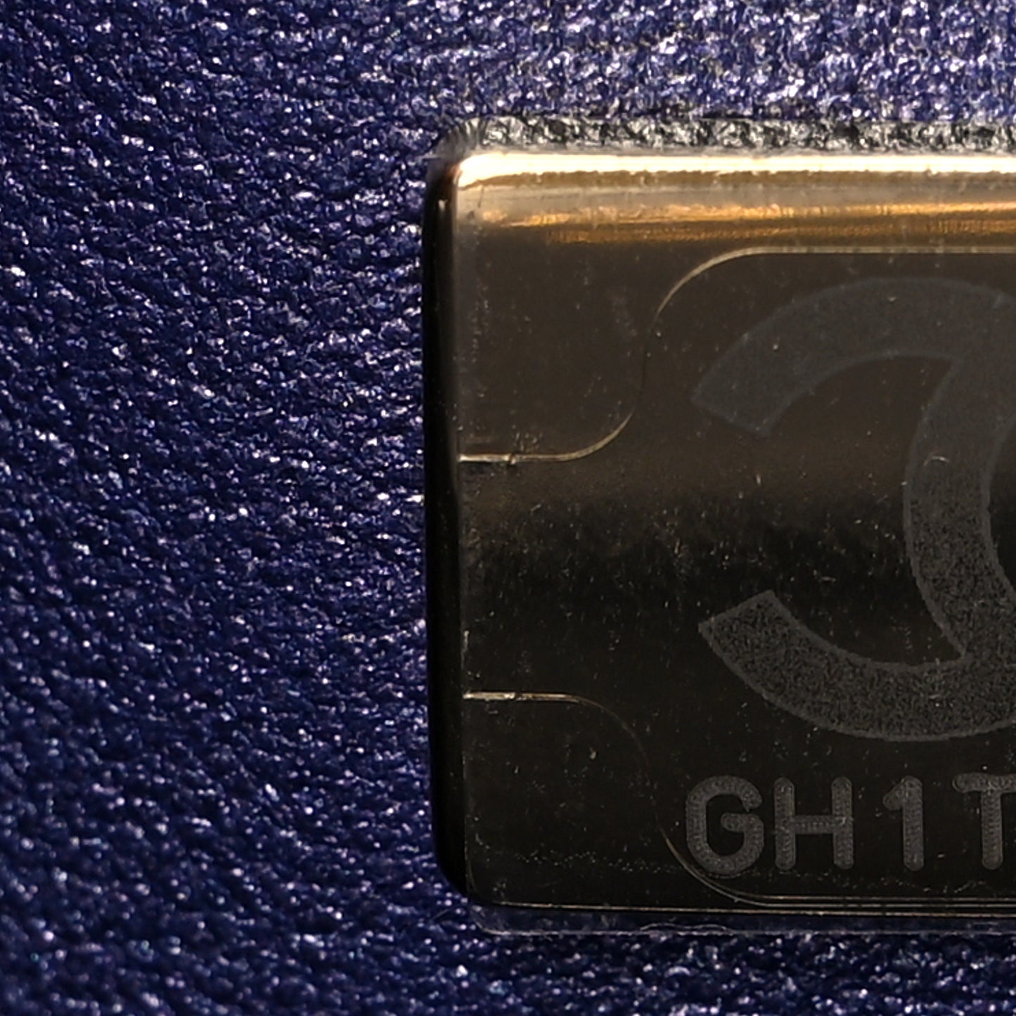 Iridescent Caviar Quilted Medium Double Flap Dark Blue