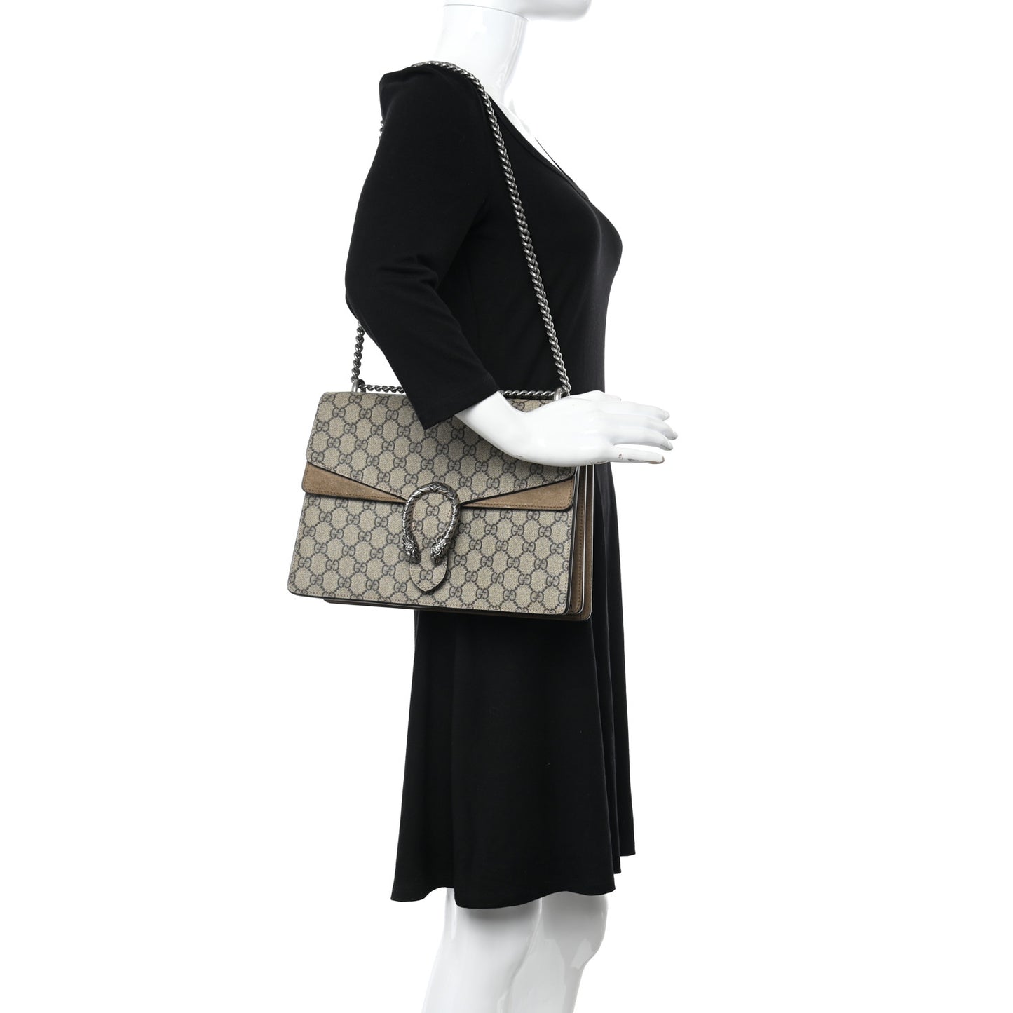 GG Supreme Monogram Medium Dionysus Shoulder Bag Taupe