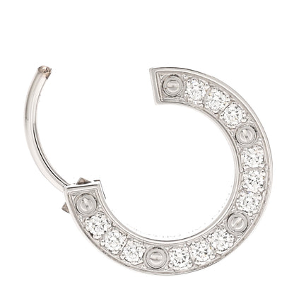 Cartier 18K White Gold Diamond Pave Single LOVE Hoop Earring 3 of 5