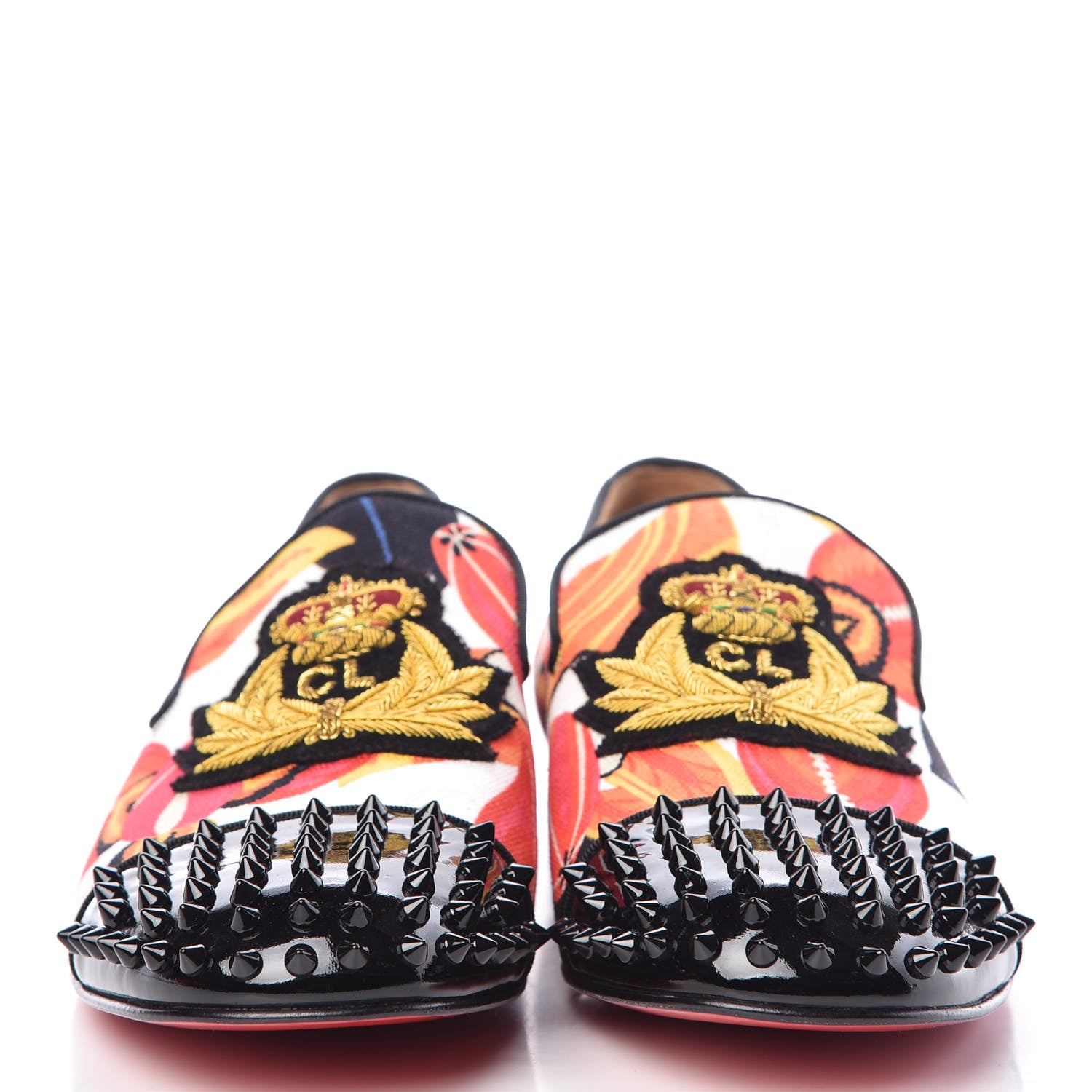 Christian Louboutin Canvas Patent Mens Harvanana Hawaii Spikes Flats 42.5 Multicolor 2 of 7