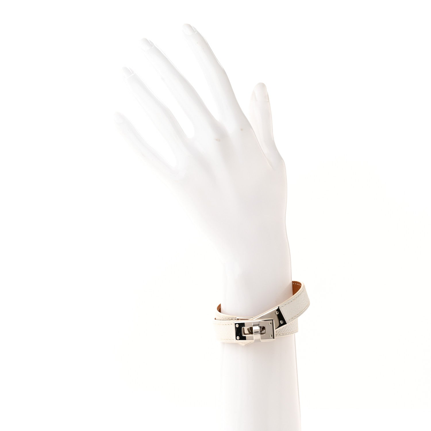 Hermes Epsom Kelly Double Tour Bracelet S White 2 of 8