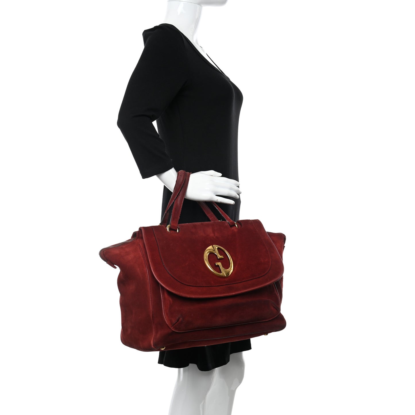 Suede Medium 1973 Top Handle Satchel Red