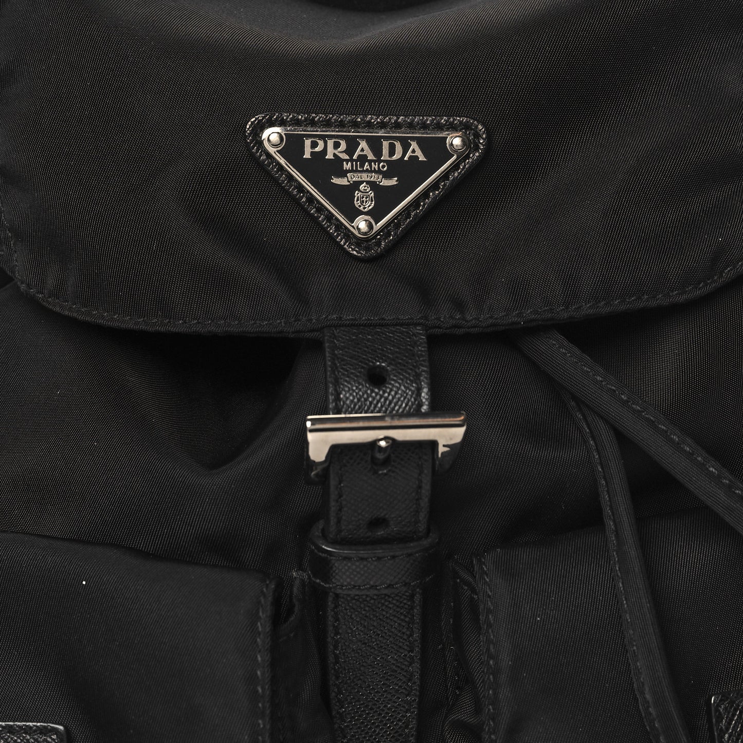 Tessuto Nylon Saffiano Small Backpack Black