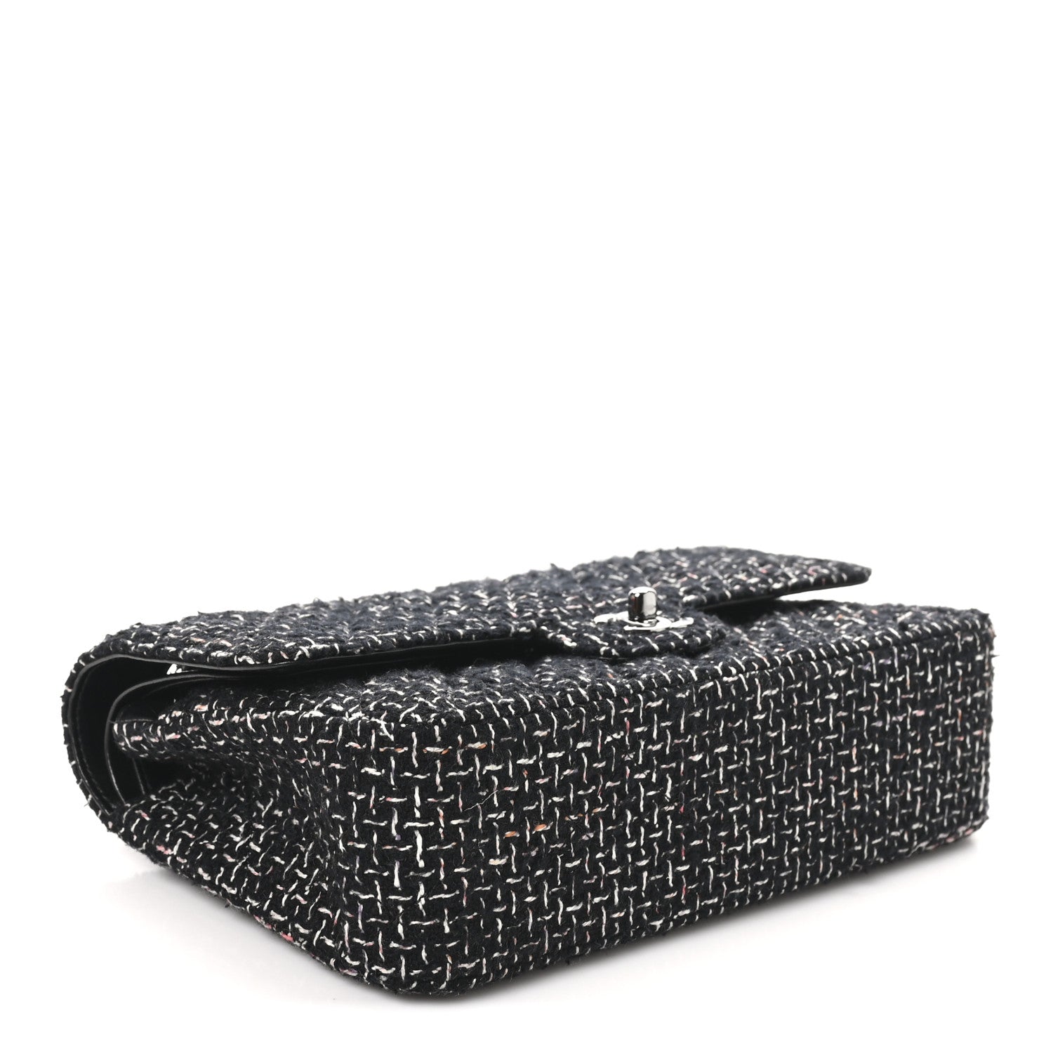 Chanel Tweed Quilted Medium Double Flap Black Multicolor 4 of 11