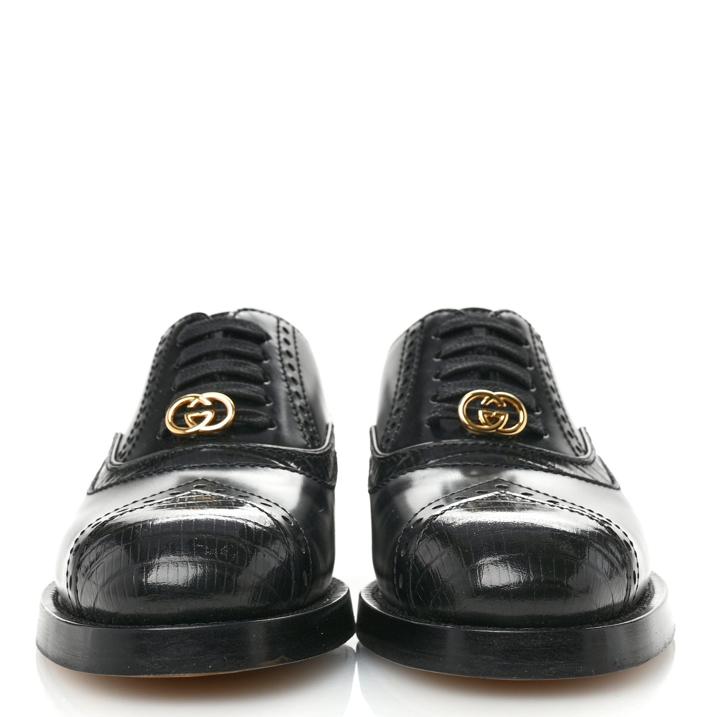 Glossy Calfskin Tejus Womens Lace Up Loafers 35.5 Black