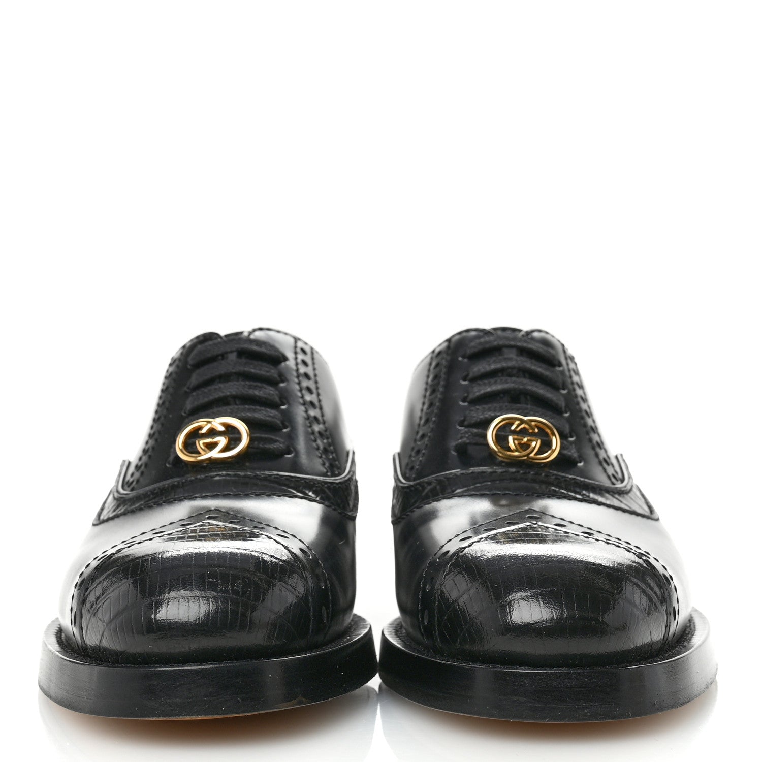 Gucci Glossy Calfskin Tejus Womens Lace Up Loafers 35.5 Black 3 of 11
