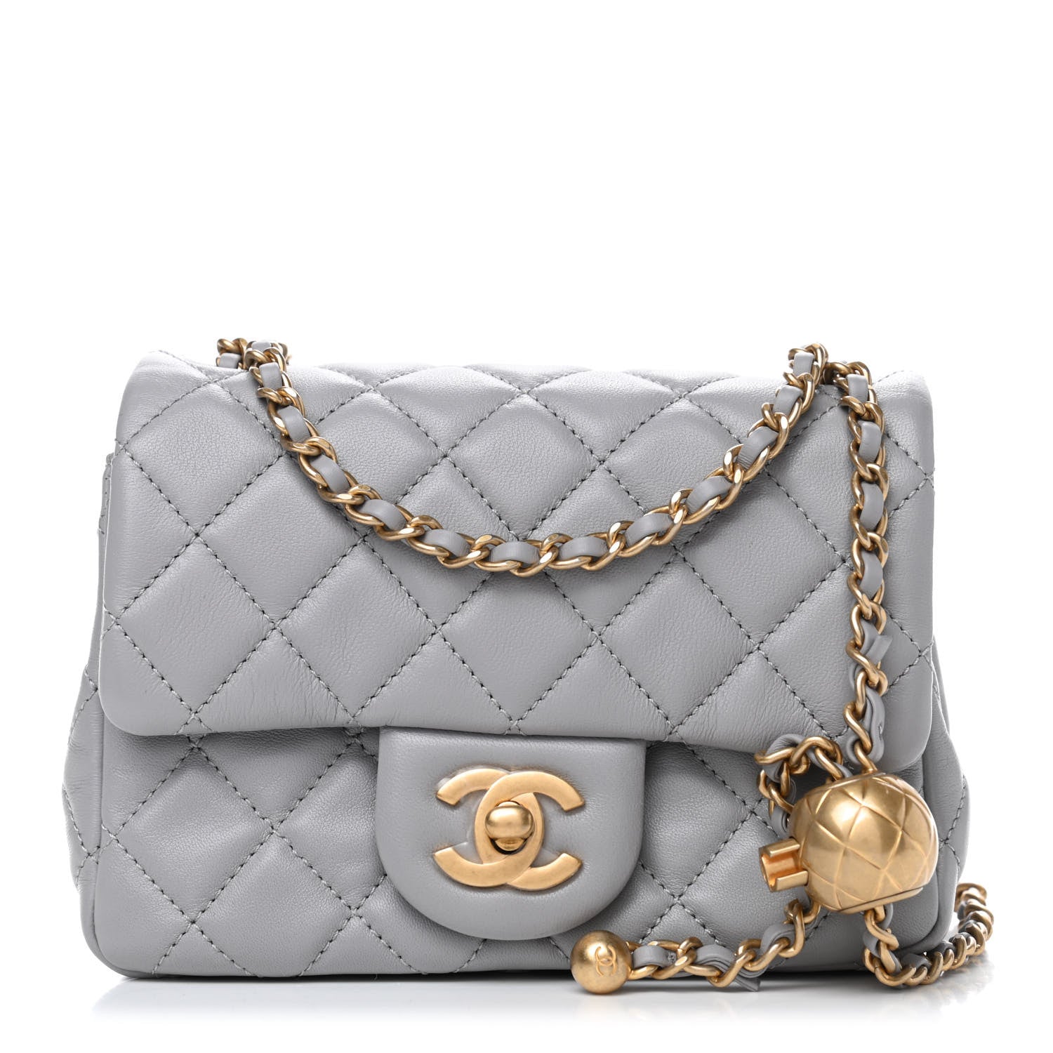 Chanel Lambskin Quilted Mini Pearl Crush Flap Light Grey 1 of 4
