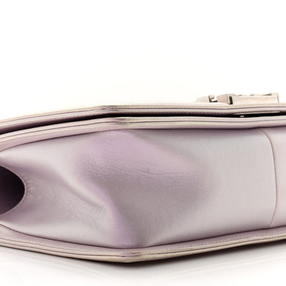 Chanel Metallic Lambskin Chevron Quilted Medium Boy Flap Purple 9 of 13