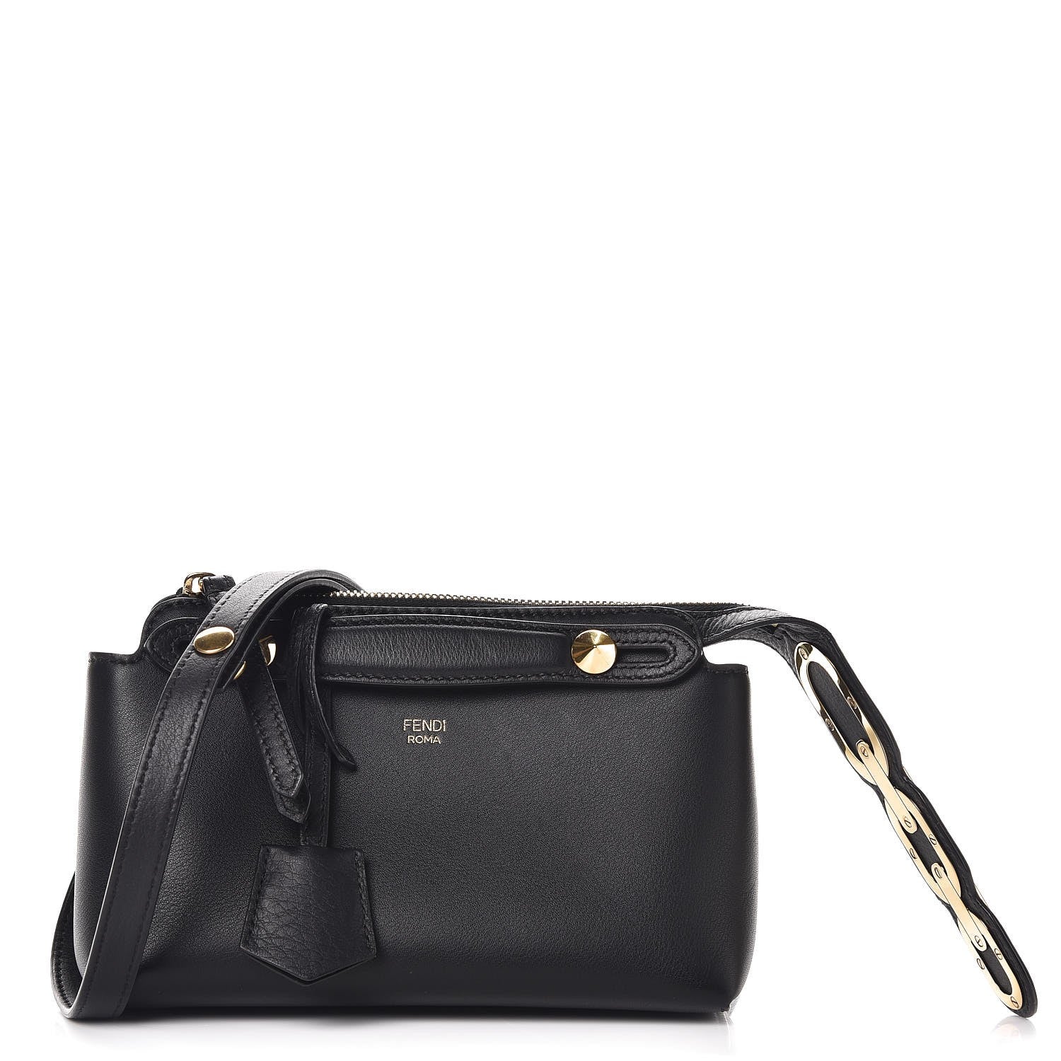 Fendi Vitello Dolce Chain Tail Gold Edition Mini By The Way Boston Bag Black Vintage Gold 1 of 7