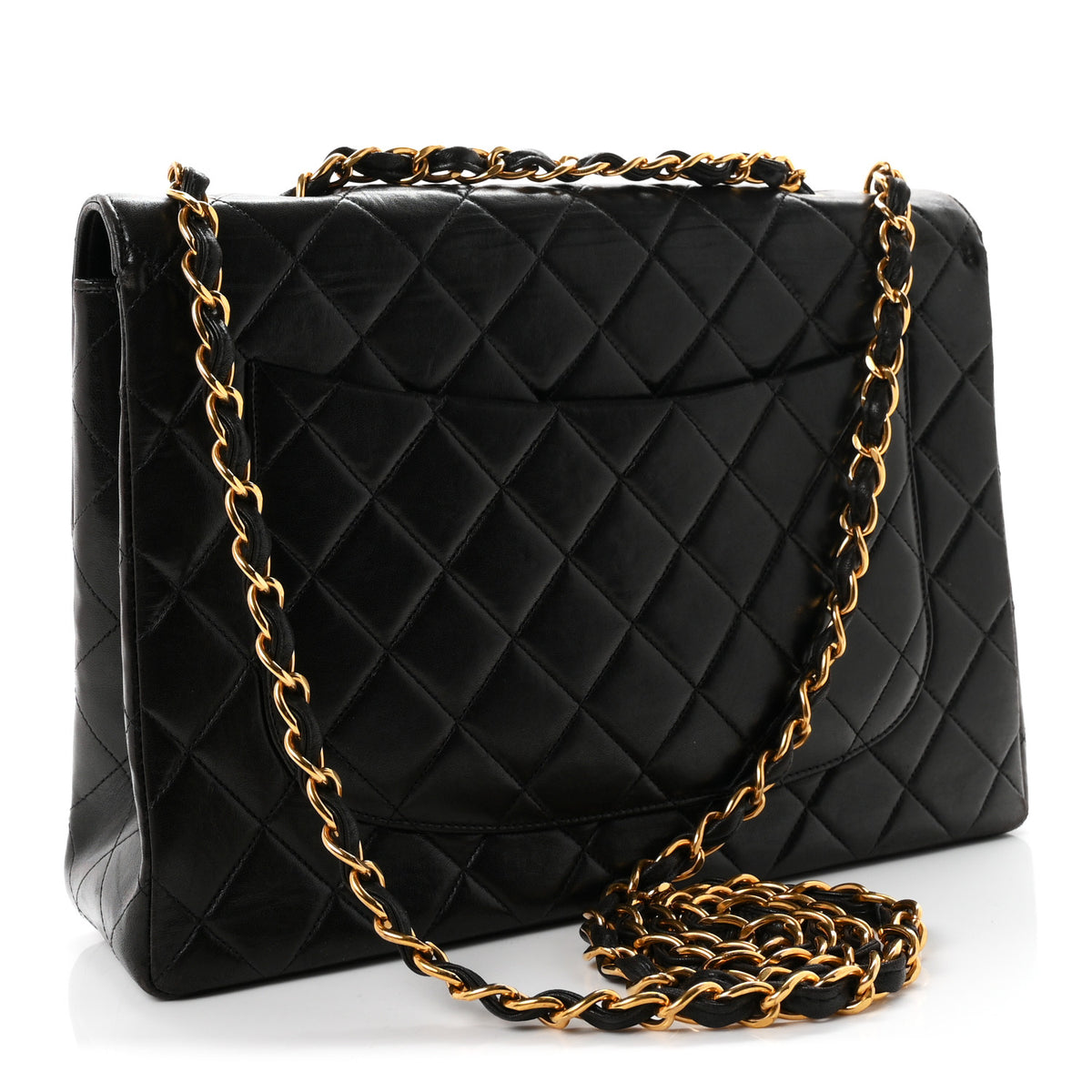 Lambskin Quilted XL Jumbo Single Flap Black