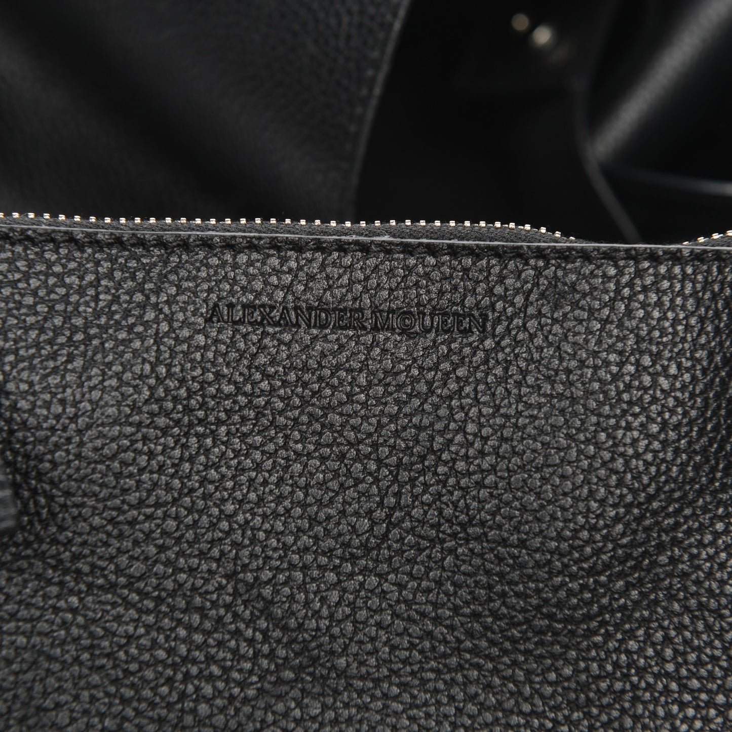 Grained Calfskin Skull Open Shopper Tote Black