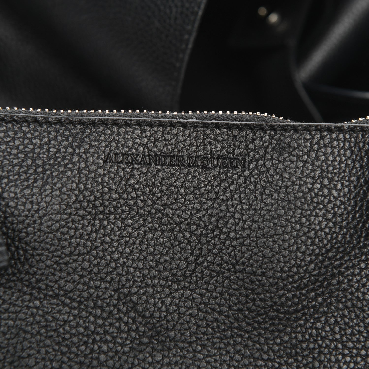 Alexander McQueen Grained Calfskin Skull Open Shopper Tote Black 7 of 10