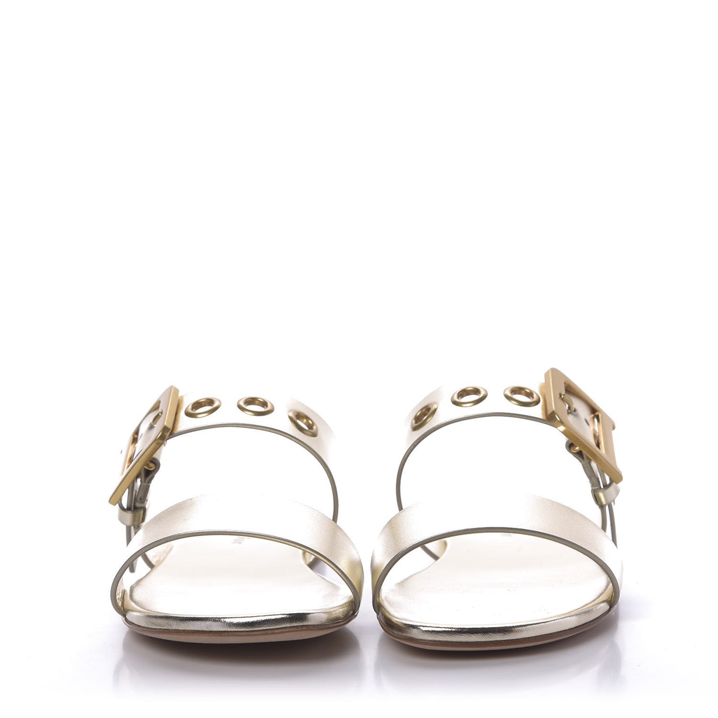 Laminated Calfskin D-Dior Slide Sandals 37.5 Pale Gold