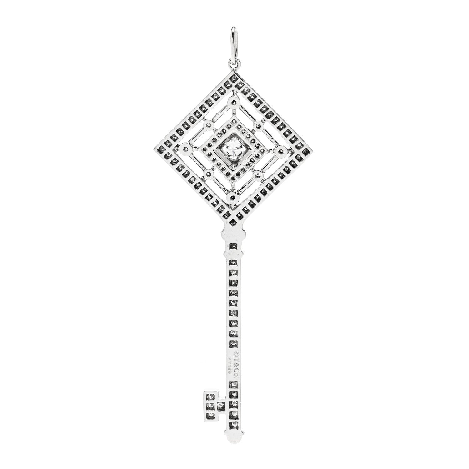 Tiffany Platinum Diamond Grace Key Pendant 3 of 5