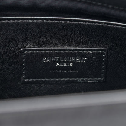 Saint Laurent Calfskin Crocodile Embossed Medium West Hollywood Monogram Fold-Over Black 6 of 10