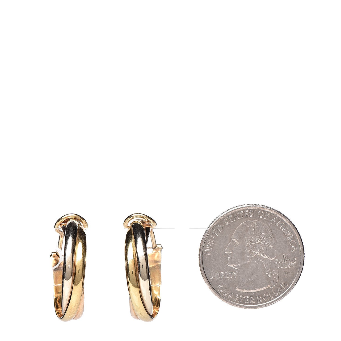 18K Pink Yellow White Gold 5mm Trinity Hoop Clip-On Earrings