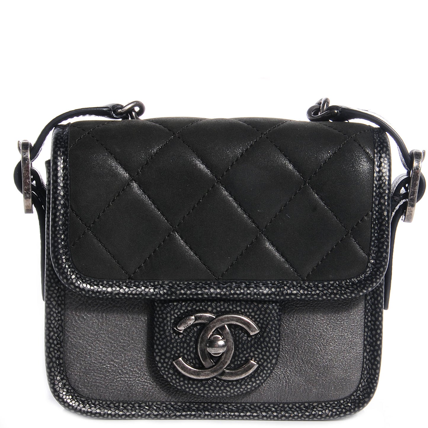 Iridescent Calfskin Back To School Mini Crossbody Flap Anthracite