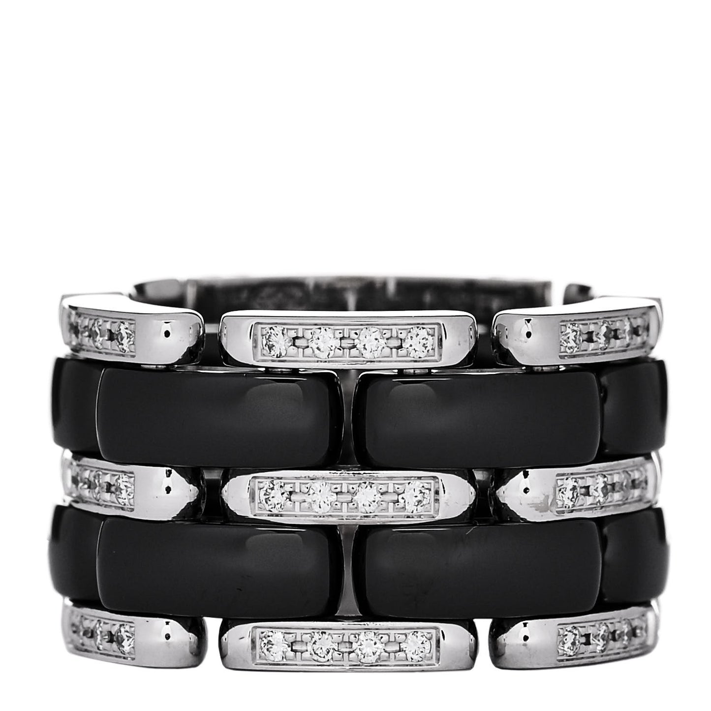 18K White Gold Ceramic Diamond Large Ultra Ring 53 6.25 Black