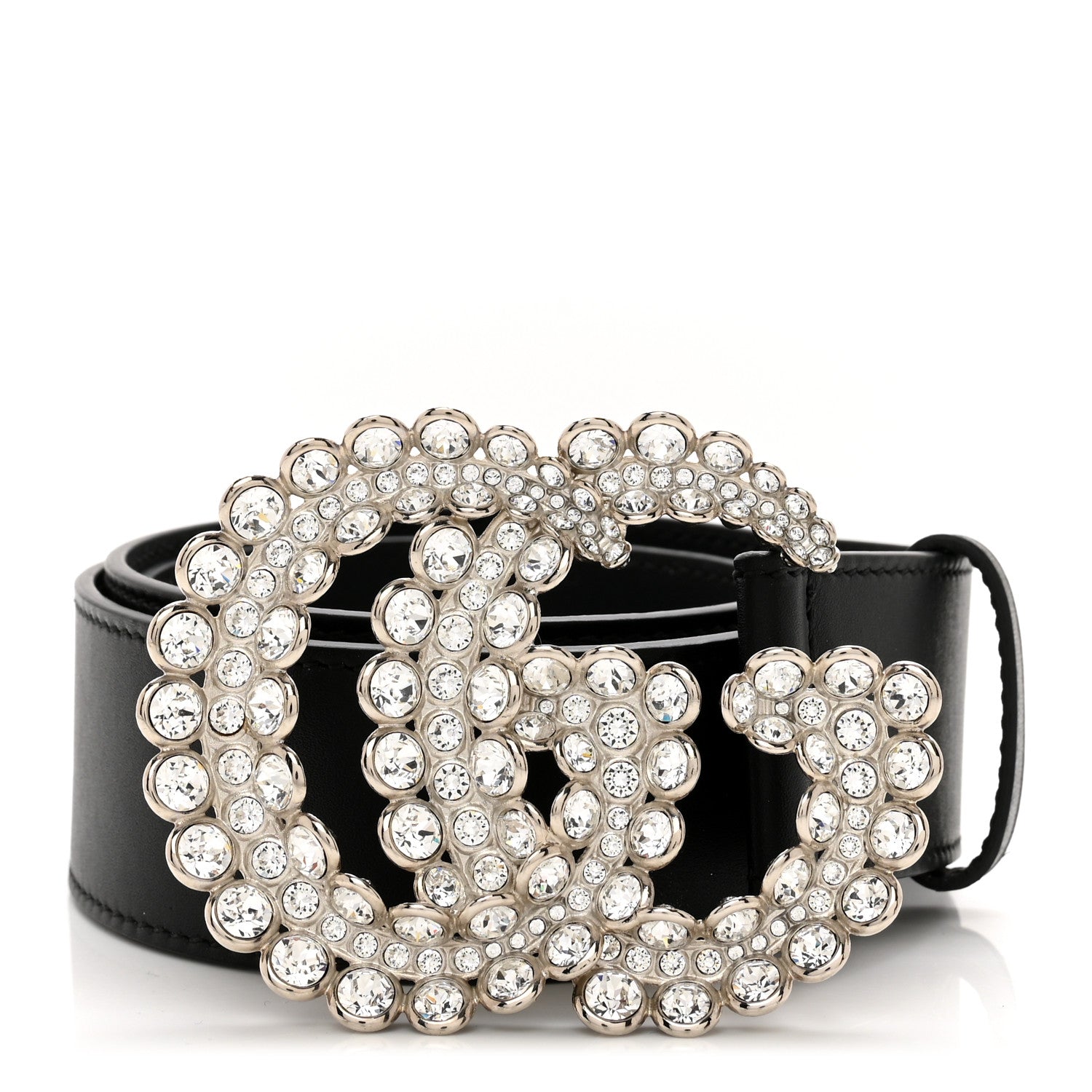 Gucci Calfskin Crystal Double G 40mm Belt 80 32 Black 1 of 4