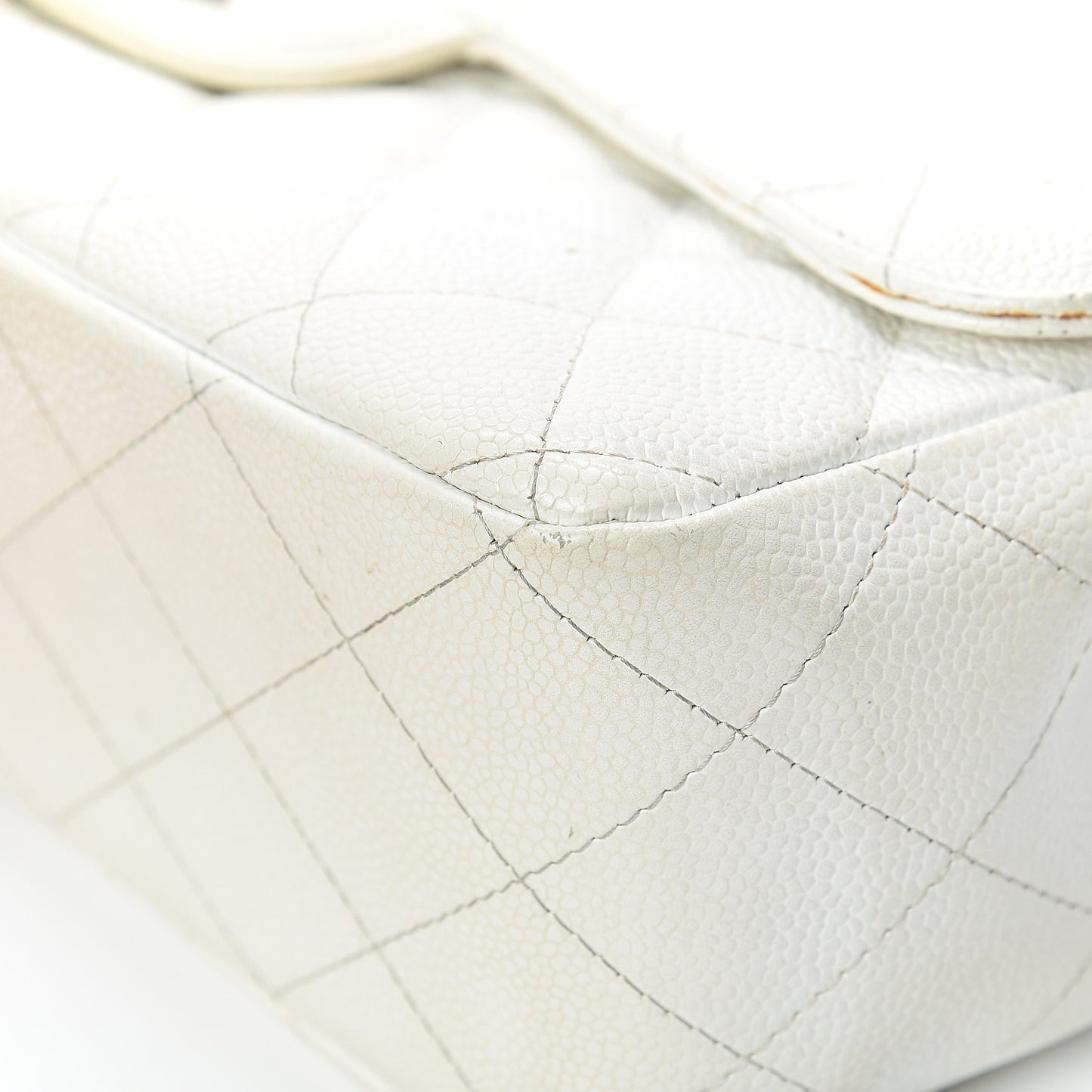 Caviar Quilted Jumbo Single Flap White