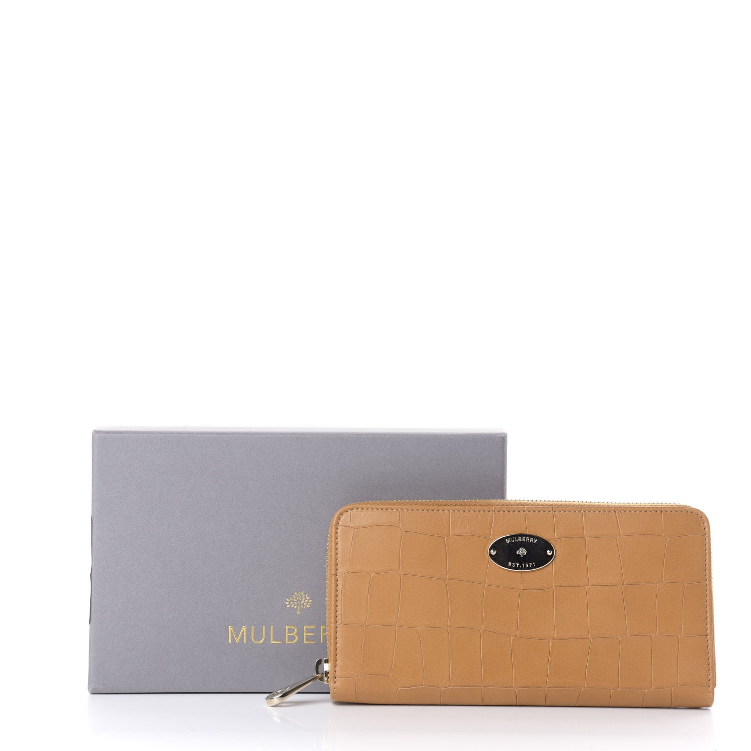 Mulberry Crocodile Embossed Zip Around Wallet Camel 8 of 8