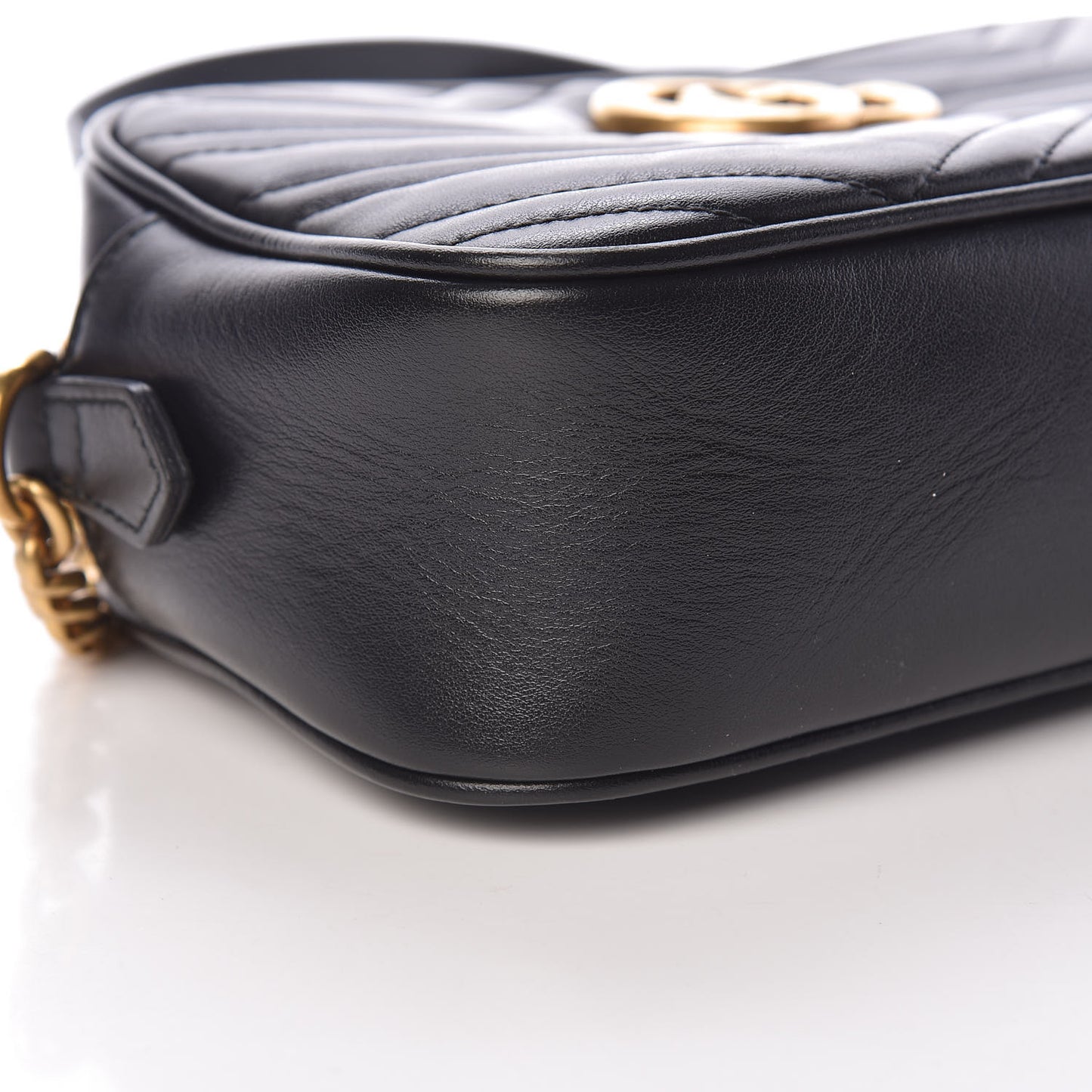 Calfskin Matelasse Small GG Marmont Chain Shoulder Bag Black