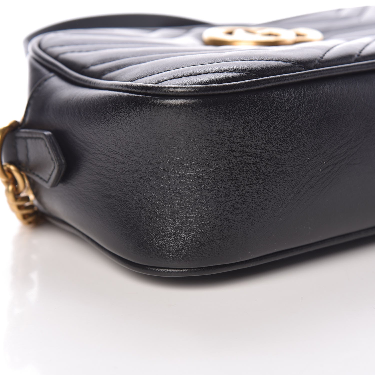 Gucci Calfskin Matelasse Small GG Marmont Chain Shoulder Bag Black 8 of 11