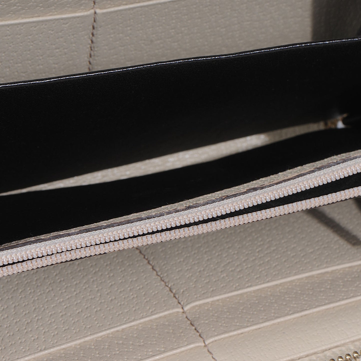 Monogram Metal Bar Zip Around Wallet Beige Ebony Off White