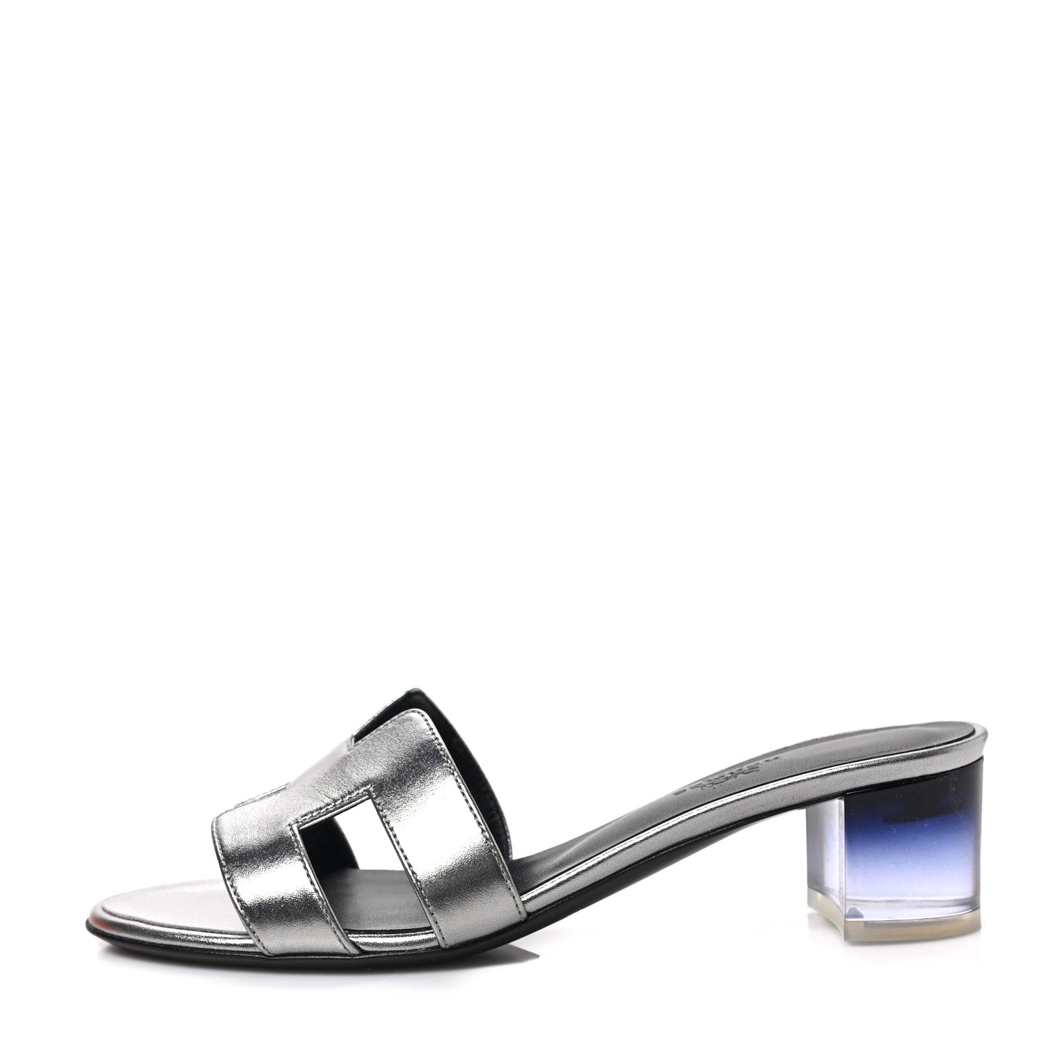 Hermes Metallic Nappa Oasis Sandals 37.5 Gris Argente 1 of 7