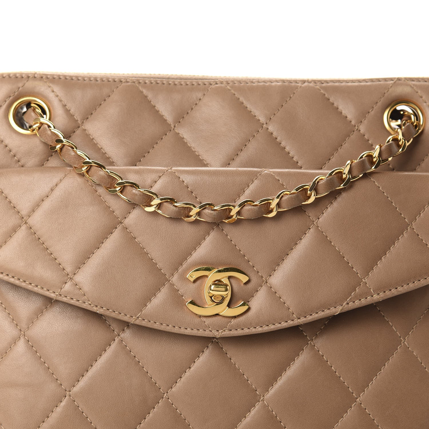 Chanel Lambskin Quilted Flap Shoulder Bag Beige 10 of 10