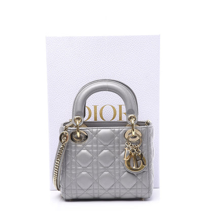 Christian Dior Metallic Lambskin Cannage Mini Lady Dior Grey 9 of 9