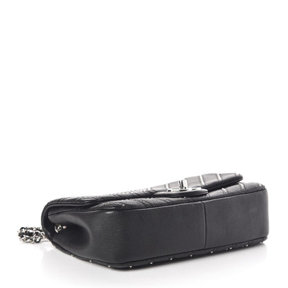 Chanel Calfskin Studded Chevron Quilted Small Wars Flap Black 4 of 11