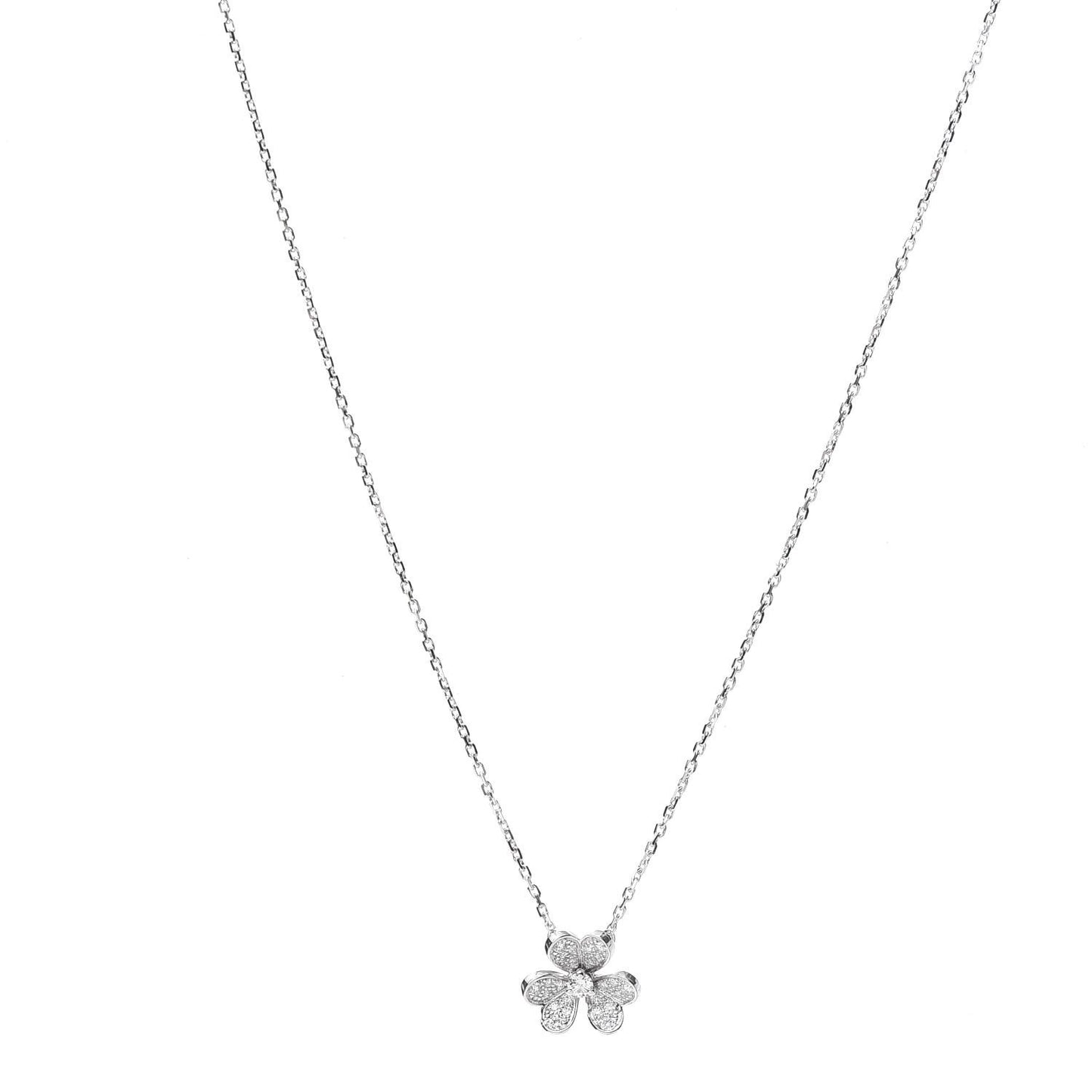 18K White Gold Diamond Mini Frivole Pendant Pave Necklace