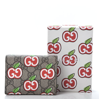 Gucci GG Supreme Monogram Apple Card Case Wallet Beige Multicolor Lobster Red 9 of 9