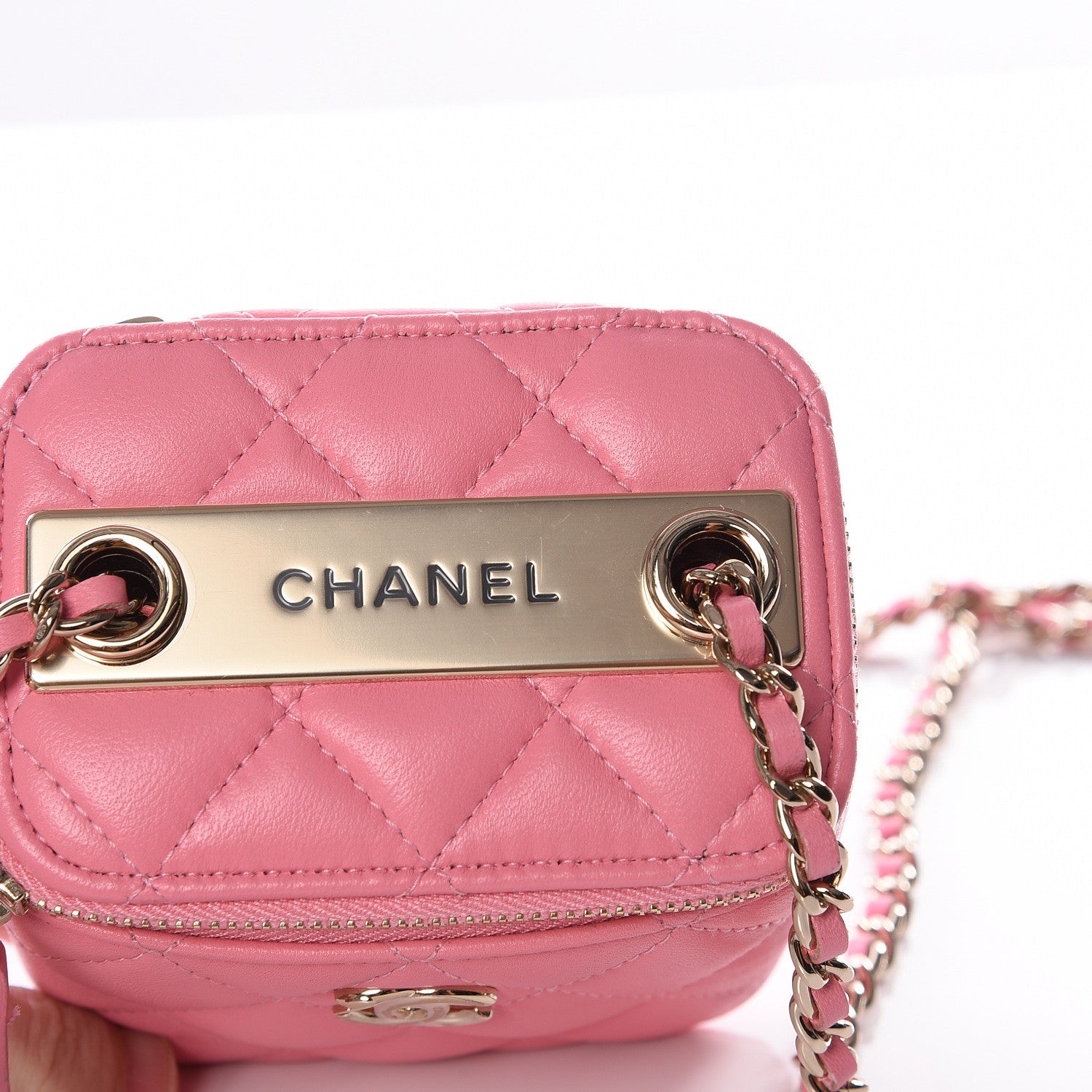 Chanel Lambskin Quilted Trendy Mini Vanity Case With Chain Pale Pink 7 of 12