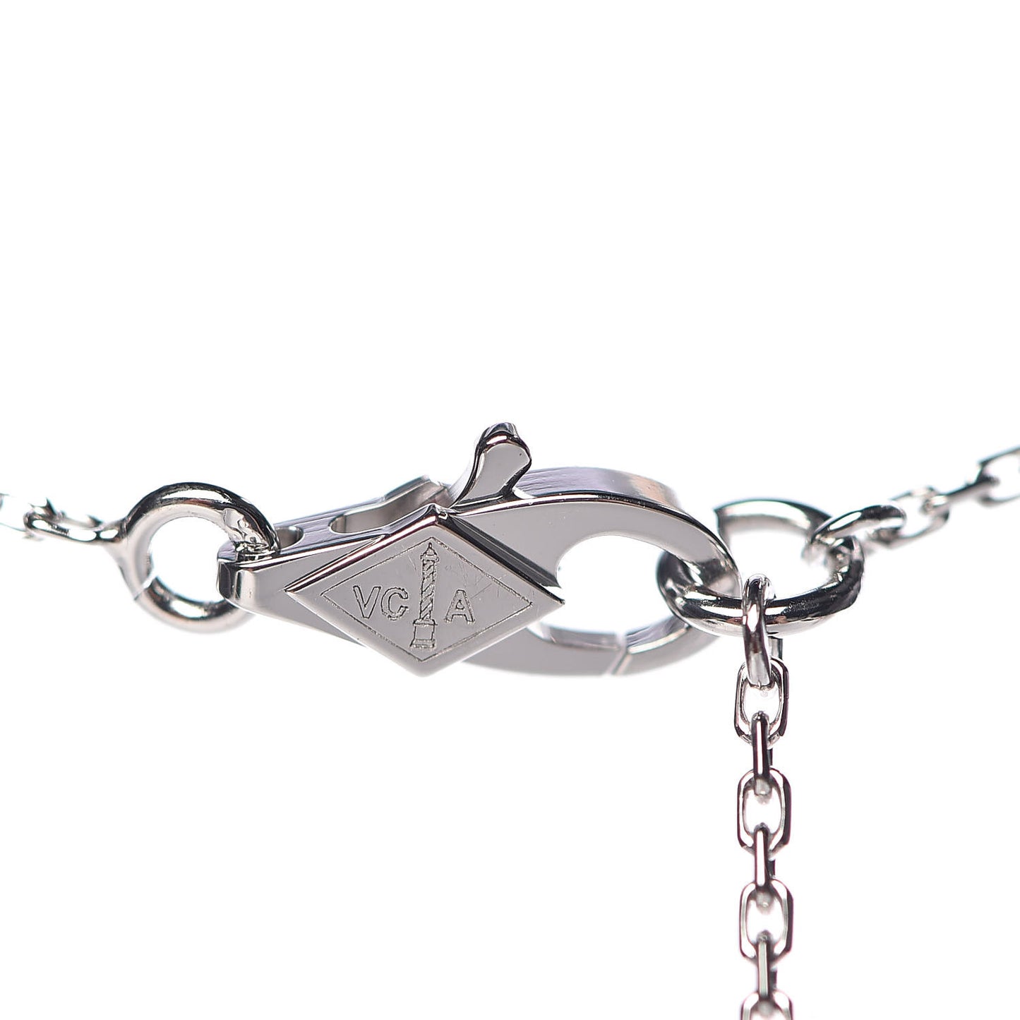 18K White Gold Diamond Sweet Alhambra Pendant Necklace