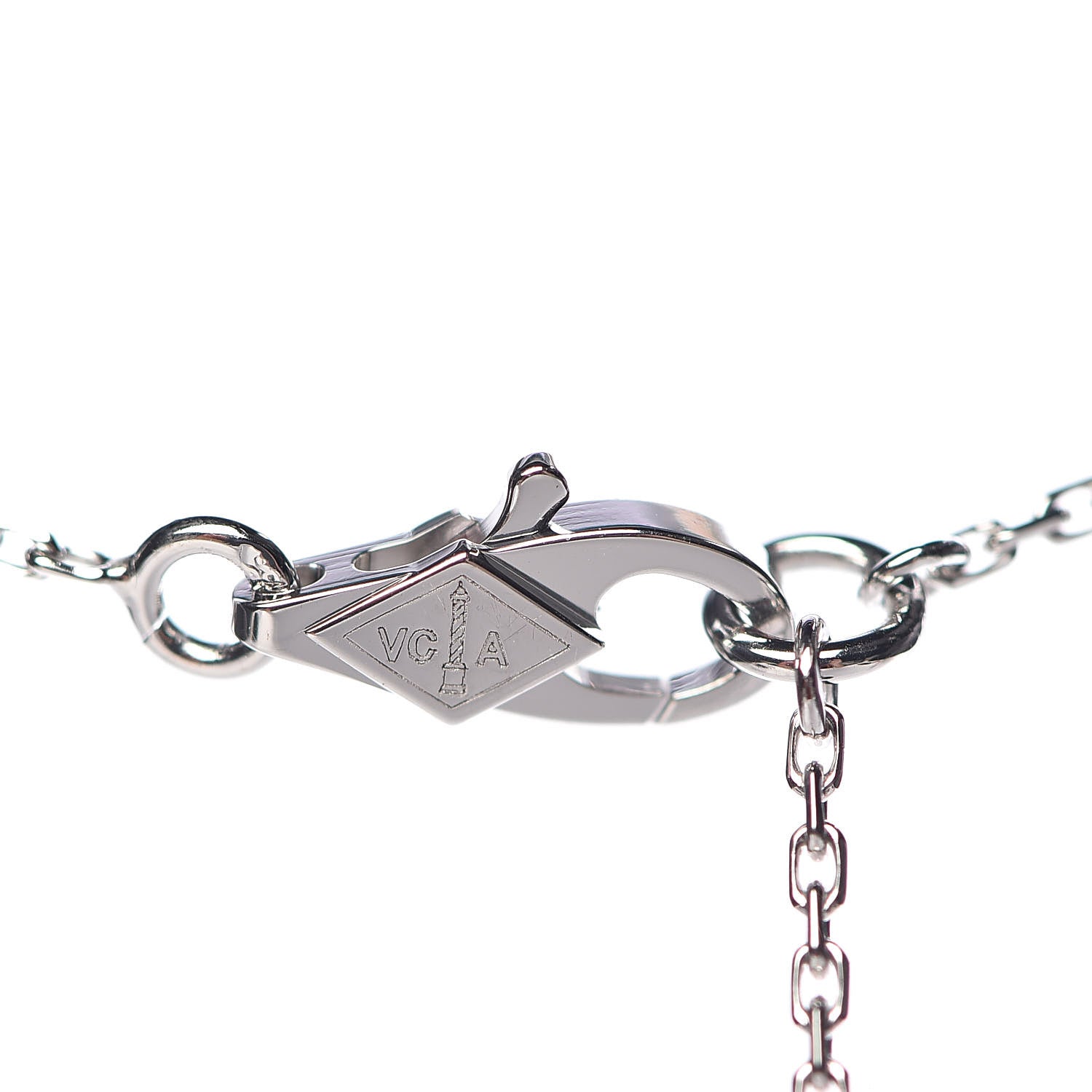 Van Cleef & Arpels 18K White Gold Diamond Sweet Alhambra Pendant Necklace 5 of 8