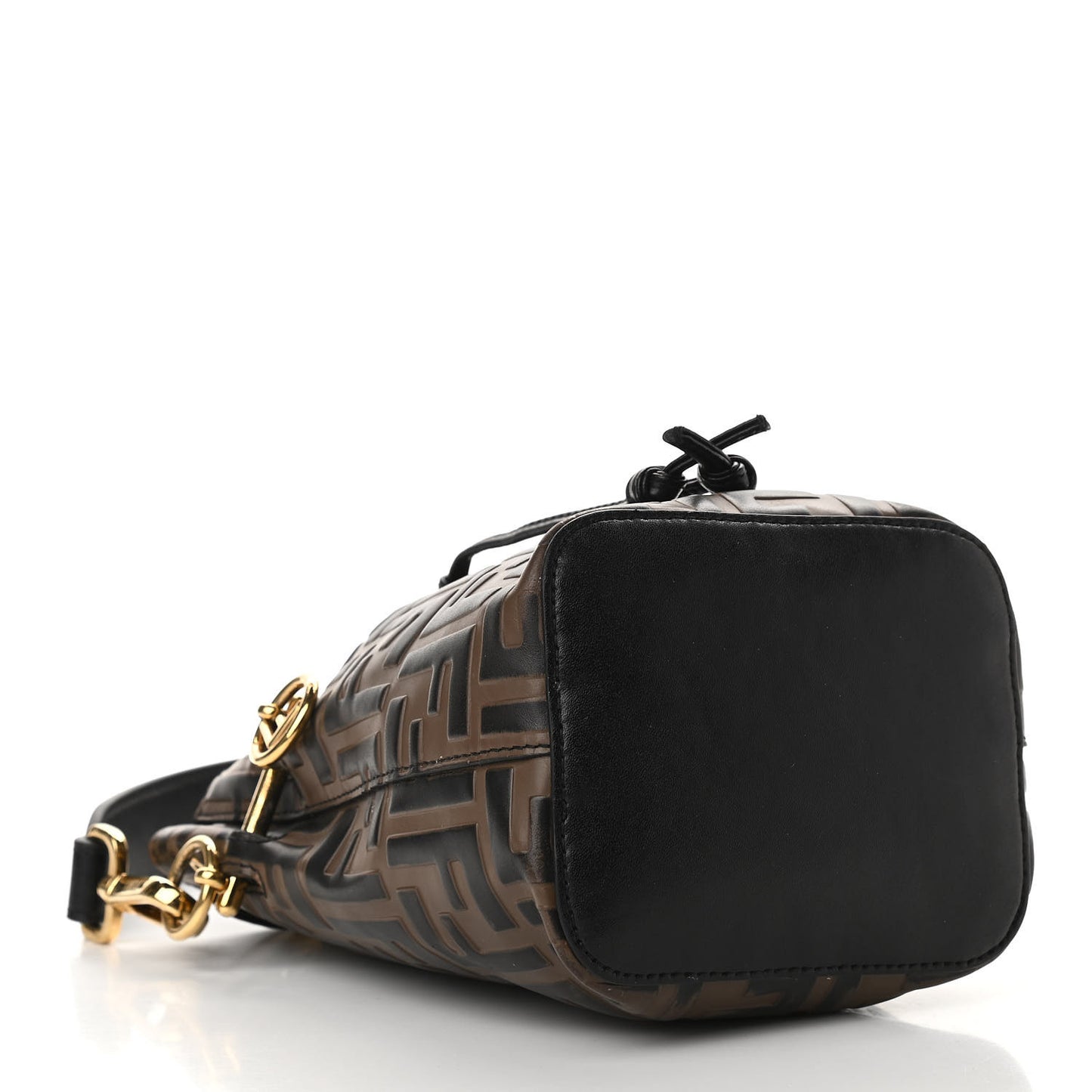 Vitello Liberty F is Fendi Bi-Color FF 1974 Embossed Mini Mon Tresor Bucket Bag Maya Black