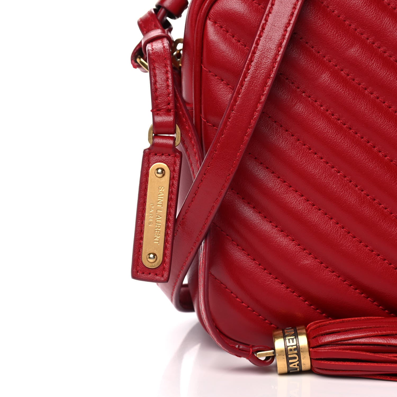 Saint Laurent Calfskin Matelasse Monogram Lou Camera Bag Red 9 of 15