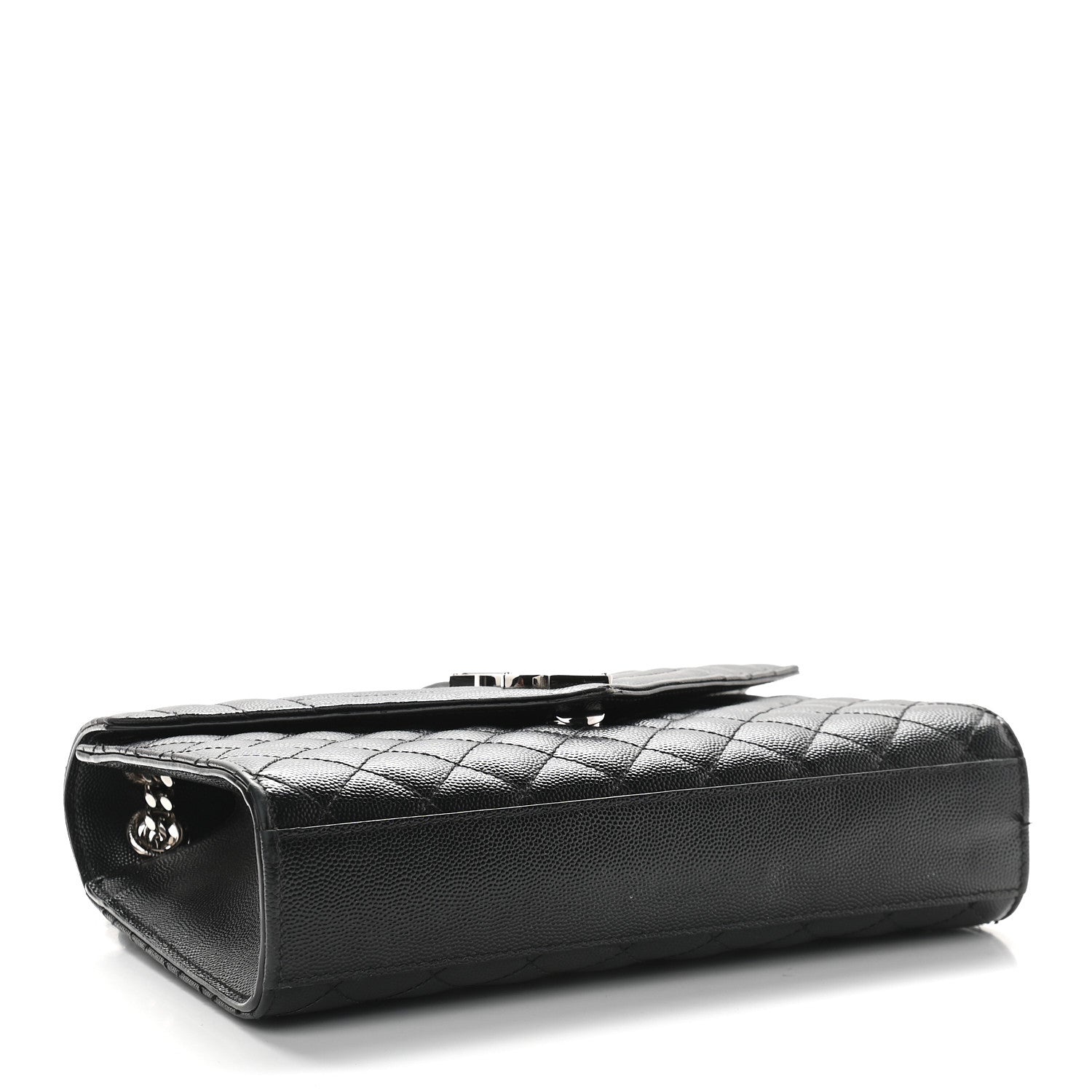 Saint Laurent Grain De Poudre Textured Mixed Matelasse Triquilt Medium Monogram Satchel Black 4 of 10