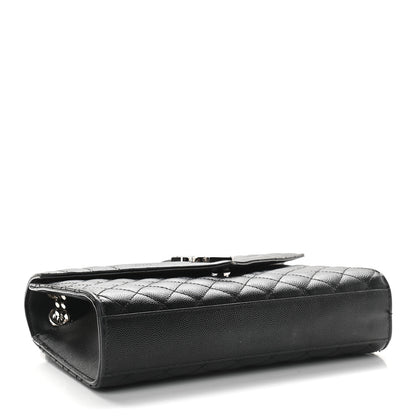 Saint Laurent Grain De Poudre Textured Mixed Matelasse Triquilt Medium Monogram Satchel Black 4 of 10