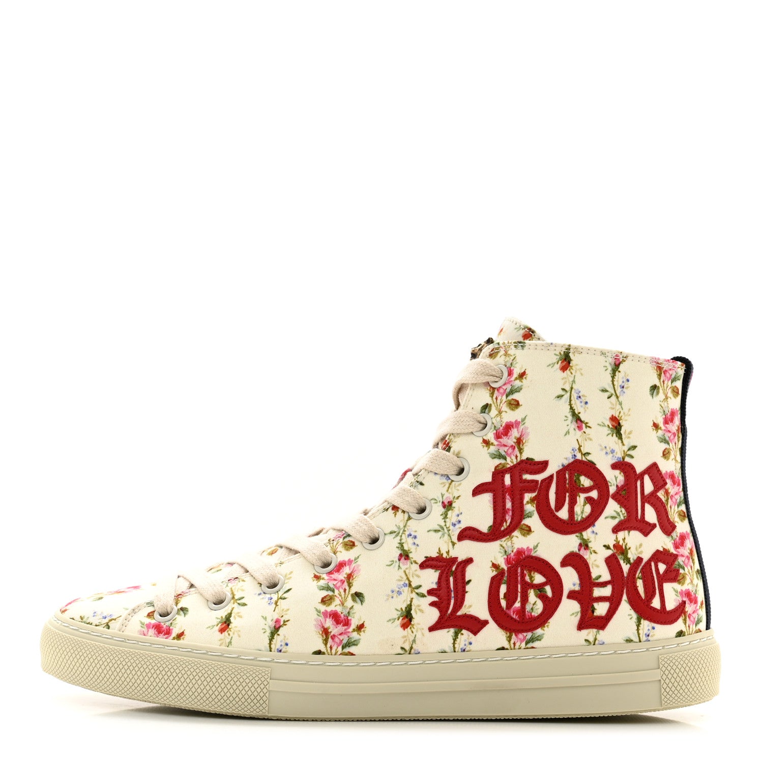 Gucci Canvas Romantic Print Major Blind For Love High Top Sneakers 38 Ivory 1 of 10