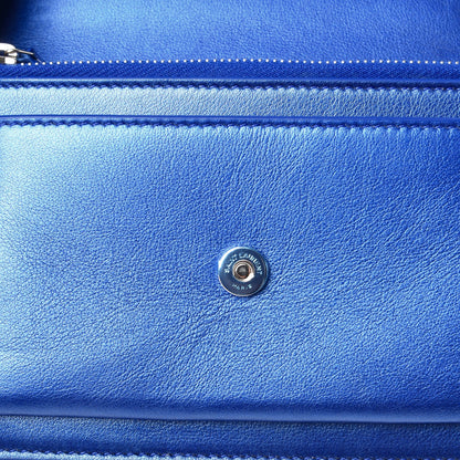 Saint Laurent Metallic Calfskin Monogram Sunset Chain Wallet Blue Royal 10 of 10